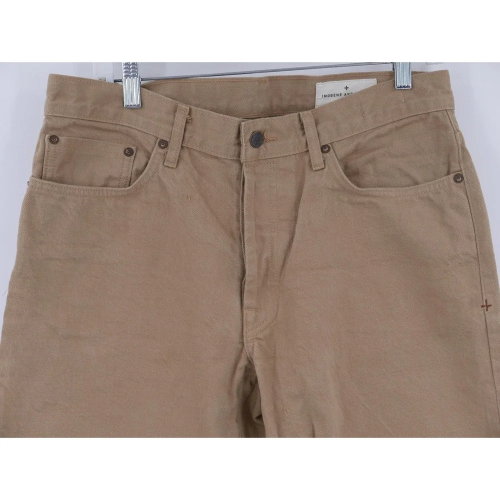 Imogene And Willie Barton Slim Straight Jeans Mens 33x34 Beige Selvedge Denim